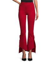 Slim Factor by Investments Ponte Knit Hi-Low Kick Flare Self Flower Pants