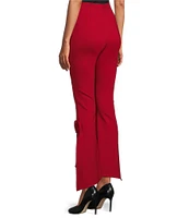 Slim Factor by Investments Ponte Knit Hi-Low Kick Flare Self Flower Pants