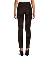 Slim Factor by Investments Ponte Knit Mole Plaid Print No Waist Leggings