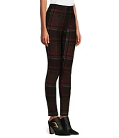 Slim Factor by Investments Ponte Knit Mole Plaid Print No Waist Leggings