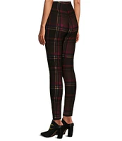 Slim Factor by Investments Ponte Knit Mole Plaid Print No Waist Leggings