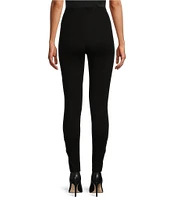 Slim Factor by Investments Ponte Knit No Waist Rhinestone Criss Cross Strap Leggings