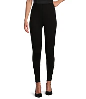 Slim Factor by Investments Ponte Knit No Waist Rhinestone Criss Cross Strap Leggings