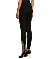 Slim Factor by Investments Ponte Knit No Waist Rhinestone Criss Cross Strap Leggings