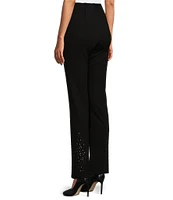 Slim Factor by Investments Ponte Knit No Waist Slim Leg Rhinestone Clusters Pants