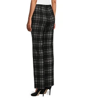 Slim Factor by Investments Ponte Knit No Waist Slim Straight New York Plaid Pants