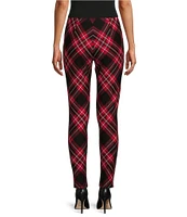 Slim Factor by Investments Ponte Knit Plaid Print No Waist Leggings