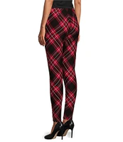 Slim Factor by Investments Ponte Knit Plaid Print No Waist Leggings