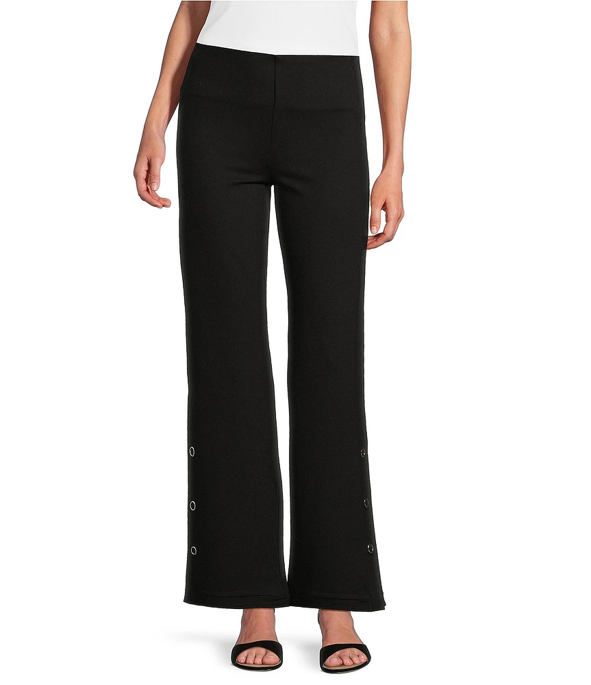 Slim Factor by Investments Ponte Knit Snap Wide Leg Pants