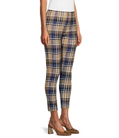 Slim Factor by Investments Ponte Knit Tannin Plaid No Waist Leggings