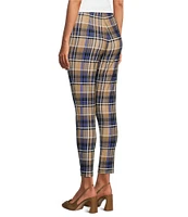 Slim Factor by Investments Ponte Knit Tannin Plaid No Waist Leggings