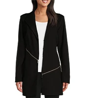 Slim Factor by Investments Ponte Long Sleeve Asymmetrical Zipper Jacket