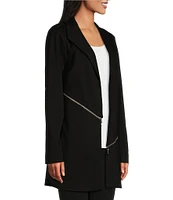 Slim Factor by Investments Ponte Long Sleeve Asymmetrical Zipper Jacket