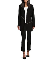 Slim Factor by Investments Ponte Long Sleeve Asymmetrical Zipper Jacket