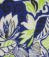 Slim Factor by Investments Royal Blue Aloha Border Print Sleeveless Crew Neck Maxi Dress