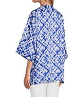 Slim Factor by Investments Royal Tie Dye 3/4 Sleeve Kimono