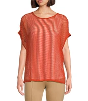 Slim Factor by Investments Short Sleeve Crochet Kate Top