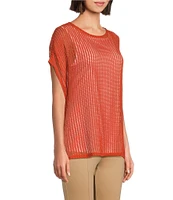 Slim Factor by Investments Short Sleeve Crochet Kate Top