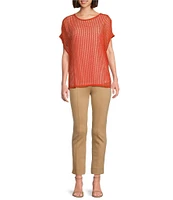 Slim Factor by Investments Short Sleeve Crochet Kate Top