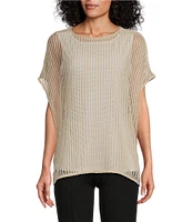 Slim Factor by Investments Short Sleeve Crochet Kate Top