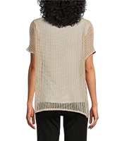 Slim Factor by Investments Short Sleeve Crochet Kate Top