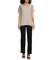 Slim Factor by Investments Short Sleeve Crochet Kate Top