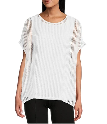Slim Factor by Investments Short Sleeve Crochet Kate Top