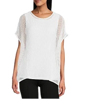 Slim Factor by Investments Short Sleeve Crochet Kate Top