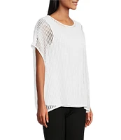 Slim Factor by Investments Short Sleeve Crochet Kate Top