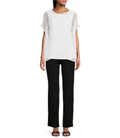 Slim Factor by Investments Short Sleeve Crochet Kate Top