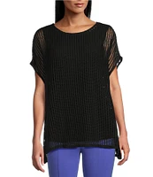 Slim Factor by Investments Short Sleeve Crochet Kate Top