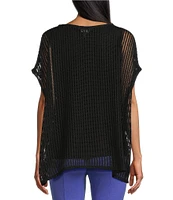 Slim Factor by Investments Short Sleeve Crochet Kate Top