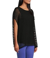 Slim Factor by Investments Short Sleeve Crochet Kate Top