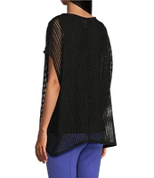Slim Factor by Investments Short Sleeve Crochet Kate Top