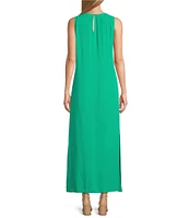 Slim Factor by Investments Sleeveless Crew Neck Maxi Dress