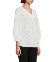 Slim Factor By Investments Sloane V-Neck 3/4 Sleeve Top