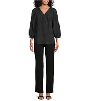 Slim Factor By Investments Sloane V-Neck 3/4 Sleeve Top