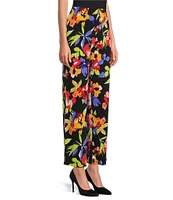 Slim Factor by Investments Spring Bloom Print No Waist Straight Leg Pants