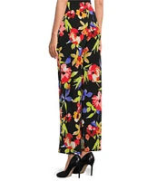 Slim Factor by Investments Spring Bloom Print No Waist Straight Leg Pants