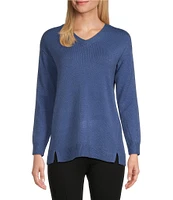 Slim Factor by Investments V-Neck Long Sleeve Sweater