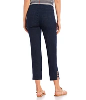 Slimsation® by Multiples Straight Ladder Hem Pull-On Twill Cropped Denim Pants