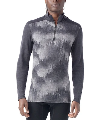 SmartWool Slim-Fit Merino Base Layer Pine Print Quarter-Zip Pullover