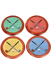 Smathers & Branson Crossed Clubs Needlepoint Coaster Set