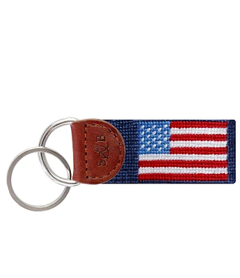 Smathers & Branson Needlepoint American Flag Key Fob