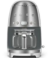 Smeg 50's Retro Style Aesthetic Drip Filter 10-Cup Silver Coffee Maker