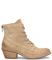 Sofft Annalise Leather Suede Lace-Up Stack Heel Western Inspired Booties