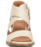 Sofft Camille Leather Zip Architectural Heel Sandals