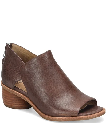 Sofft Carleigh Leather Rounded Stack Heel Peep Toe Shoes