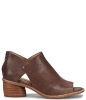 Sofft Carleigh Leather Rounded Stack Heel Peep Toe Shoes