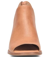 Sofft Carleigh Leather Rounded Stack Heel Peep Toe Shoes